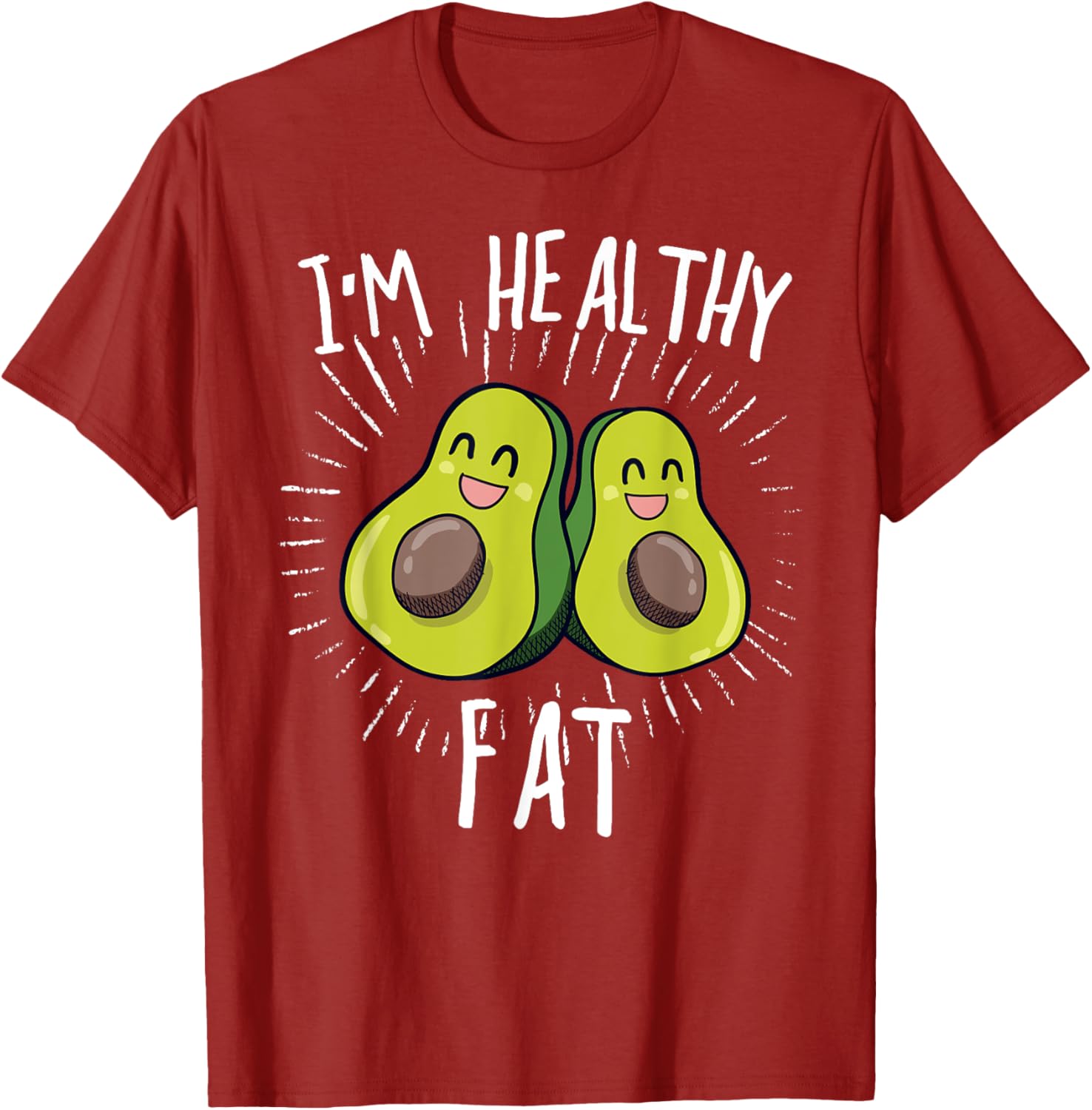 Funny Avocado Im Healthy Fat Graphic Tee Men Casual Crew Neck Cotton TShirt S