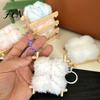 Soft Fermented Bean Curd Pendant Plush Keychain, Fluffy Doufu Bag Decoration Keychain Charm with Keyring, Backpack Handbag Purse Accessories