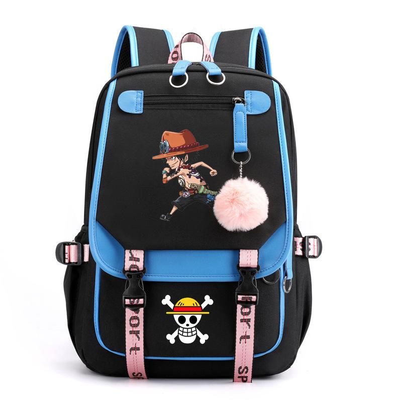 Japan cartoon comics One Piece Printed Backpack with USB Interface Charging Backpack Laptop Bag 0032
