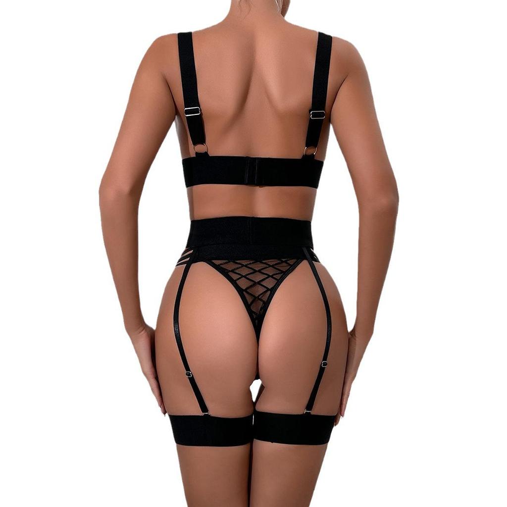 Kadınlar İçin Seksi Şeffaf File İç Giyim Seti - Göğüs Küçültücü Sütyen