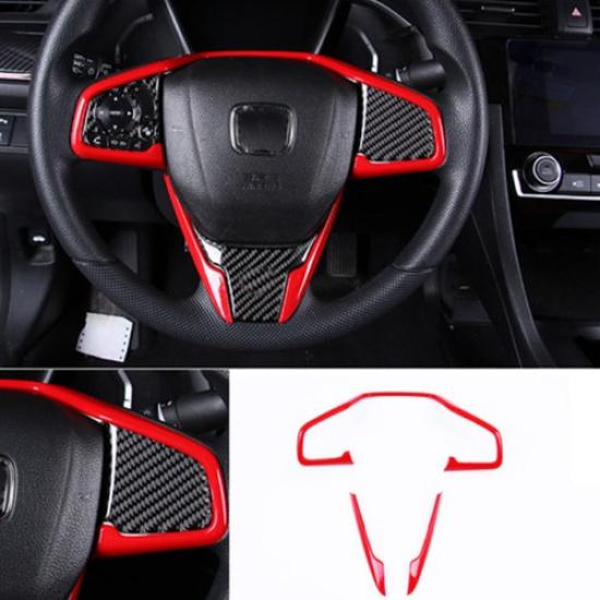 For Honda CRV CR-V 2017- Red Style Interior Steering Wheel Decorative Trim