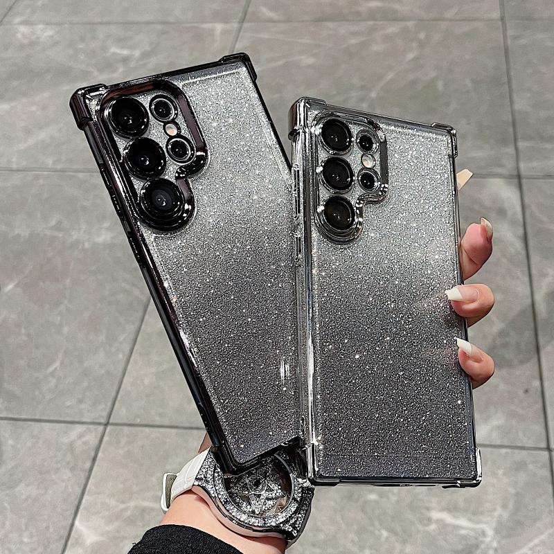 Luxusní průhledný kryt na telefon s gradientním třpytivým pokovením pro Samsung Galaxy S24 S22 S23 S21 Ultra Plus Slim Nárazuvzdorný Bumper