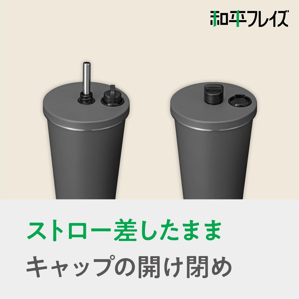 Wahei Freiz 320ml Charcoal Tumbler with Vacuum Keeps Drinks Hot or Easy to Toto Straw, 2-Way Insulated, Cold, Carry, Bag, RH-1843