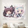 Aesthetic Wall Tapestry  Cute Anime Maid Cat Ears Design   Horizontal Modern Living Room Decor