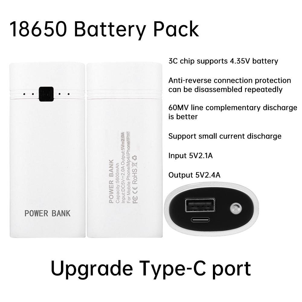 Upgrade TYPE-C Port 2 Sections No Soldering Power Bank Case 18650 Storage Box Power Kits Anti-reverse DIY Kit 5V2A