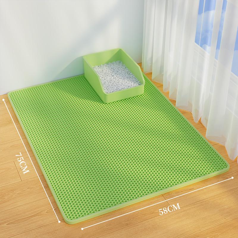 Extra Large Non-Slip Cat Litter Mat - Anti-Tracking, Anti-Splash, Scratch-Resistant, Double Layer, Leak-Proof Sand Control.