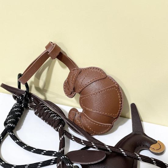 Croissant Pendant Bag Charm Croissant Shaped Keychain Pendant Faux Leather Croissant Charm for Backpack Keyring