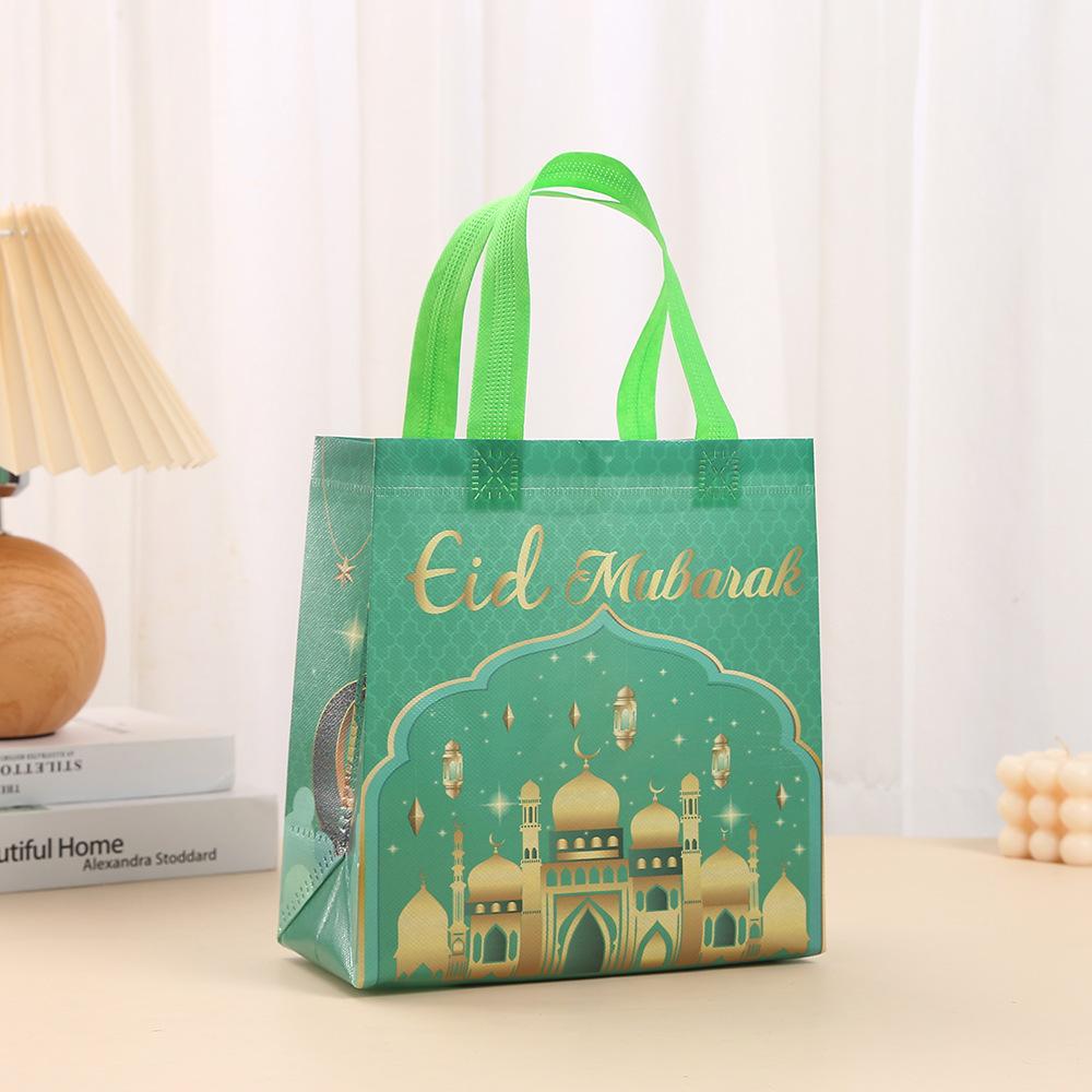 StoBag, Eid Mubarak Gift Bags, Celebrate with Arabic Calligraphy and Moon Designs, 12/30pcs, Eco-Friendly Non Woven