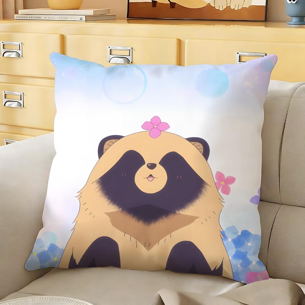 Cute with you and the rain tanuki Cushion Cover Soft Durable Reversible Pillow Cover Home MultiScene Daily Comfort Pillowcase