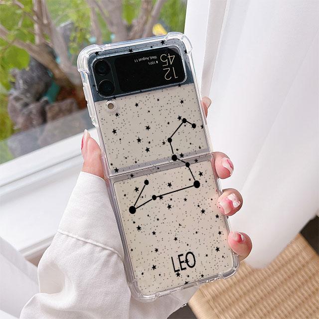 Twelve Constellations Luxury Case For Samsung Galaxy Z Flip 3 4 5G Funda Z Flip3 Clear PC Hard Shockproof Back Phone Coque