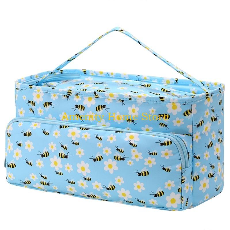 

F26C Crochet Bag Yarn Storage Organiser with 3 Eyelets Yarn Holder Yarn Bag Crochet Supplies for Crochet Hook Knitting Needle