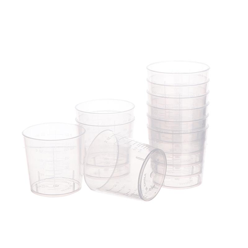 10Pcs 60Ml Measuring Cup Transparent Plastic Scale Beaker Cups Lab Graduated Liquid Container Without Handle Kitchen Baking Tool