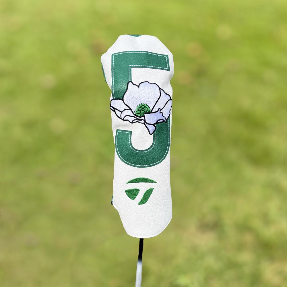 Green/White Golf Club Head Cover PU Golf Push Rod Sleeve Practical Golf Wood Cover Golf Course