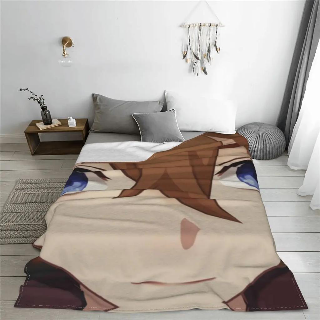 Childe Genshin Impact Tartaglia Face Meme Blankets Velvet Winter Multifunction Lightweight Thin Throw Blanket for Bed