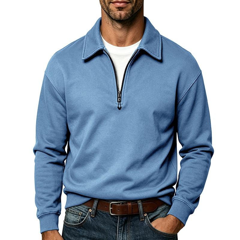 Men S Casual Plus Size Half Zip Long Sleeve Sweatshirt