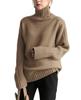 ASARANS Knit Turtleneck Warm and Stylish for Fall and Winter Women's High-Neck Sweater, (Khaki)