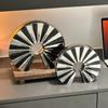 Ceramic Handicrafts Fan-shaped Ornaments Geometric Semi-circular Hollowed-out Sculpture Home Decoration Accessories