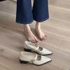 Französische spitz zulaufende Temperament-Mary-Jane-Schuhe mit dickem Absatz mit einem Wort, absolut vielseitige Pendler-Grünlicht-Mund-Einzelschuhe, Damen