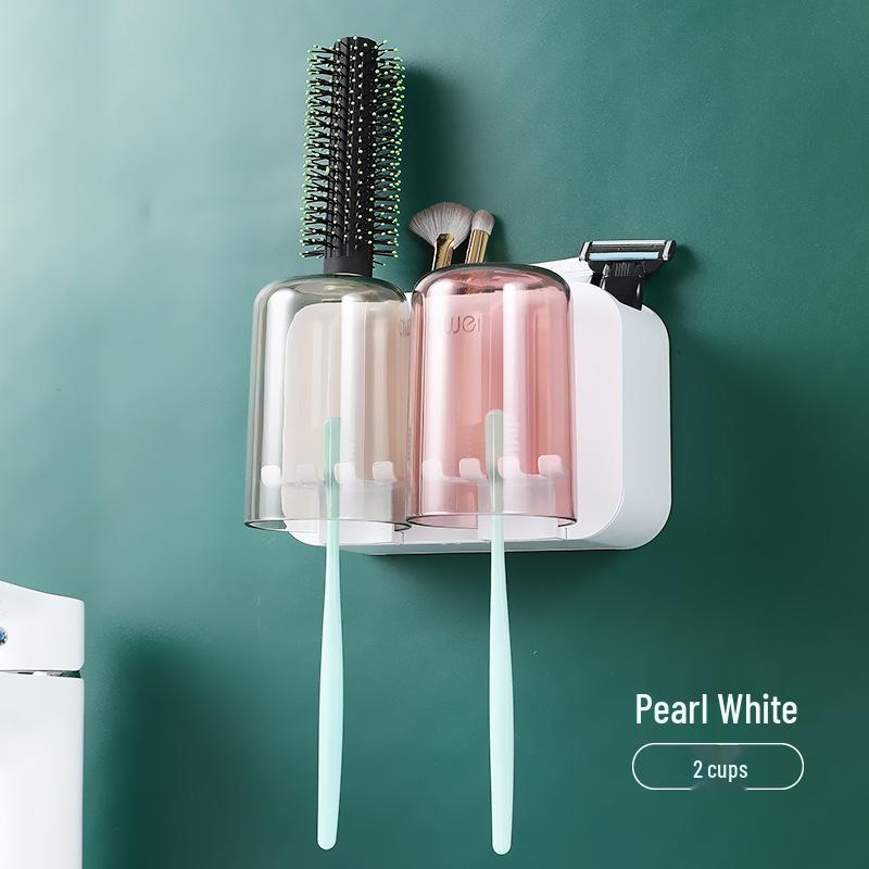 Wall-Mounted No-Punch Toothbrush & Rinsing Cup Set
