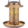 Charming Outdoor Solar Metal Hummingbird Feeder And Decorative Garden Light For Bird Feeding And Watering