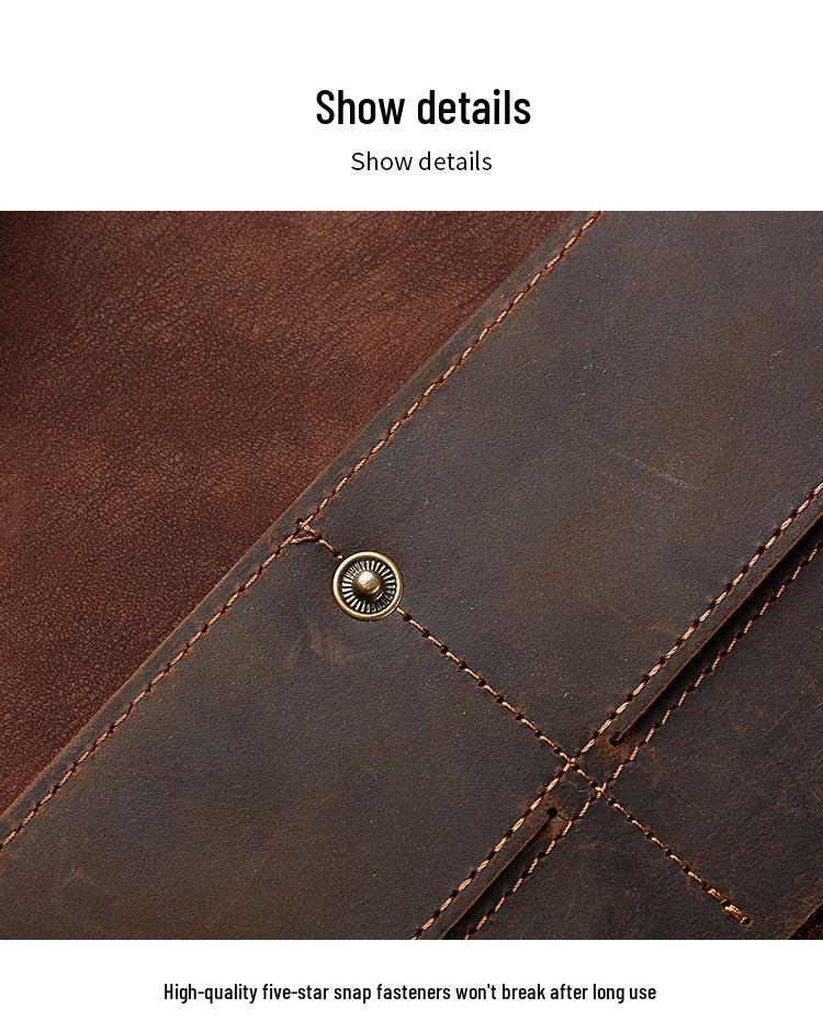 Retro Crazy Horse Cowhide Men's Wallet: Long, Medium, or Short Oil-Impregnated Genuine Leather with Multi-Card Slots and Dollar Money Clip.