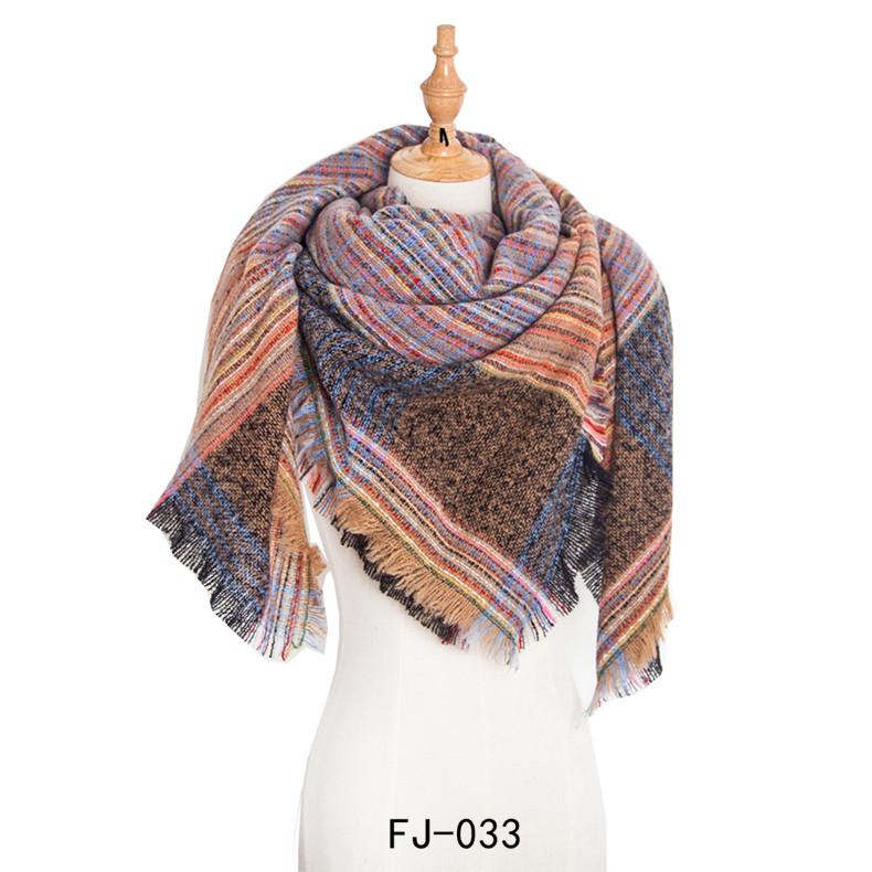 European & American Autumn/Winter Thick Double-Sided Plaid Scarf & Shawl for Women