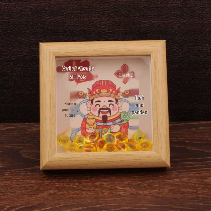 God of Wealth Fortune Attraction Photo Frame: Smooth Sailing Yuanbao Decoration 12x12