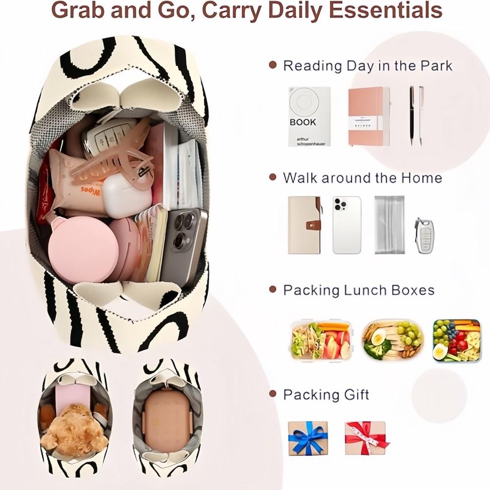 Strikket garnbøtteveske, multifunksjonell håndleddsveske, vevd veske, håndholdt tilfeldig veske med tegneserie. zwq