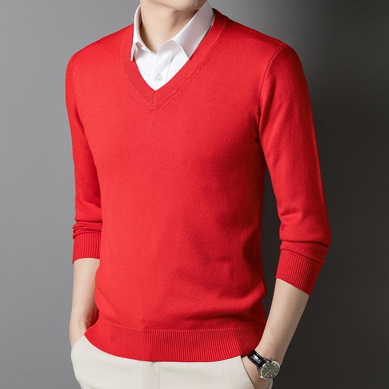 Men's V-Neck Argyle Sweater – Thick, Warm Knit Ideal for Autumn and Winter