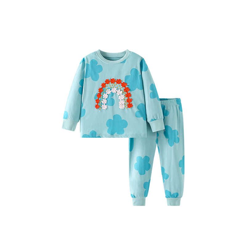 Malwee Girls' Home Wear Suit 2025 Spring & Fall Western Style Little Girl Round Neck Long Sleeves Kids Pure Cotton Two-piece Set