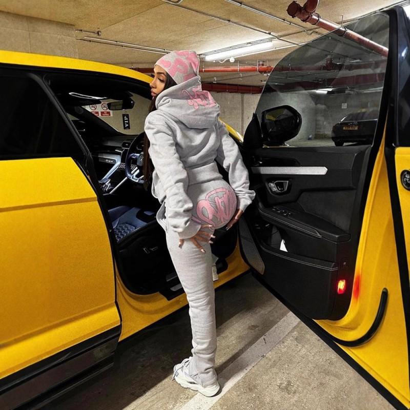 Unisex Y2K Streetwear Hoodie Jogger Set Cotton Blend Loose Fit Casual Outfit Men Women
