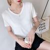 Women's Short-Sleeve Modal V-Neck White Ice Silk Loose T-Shirt