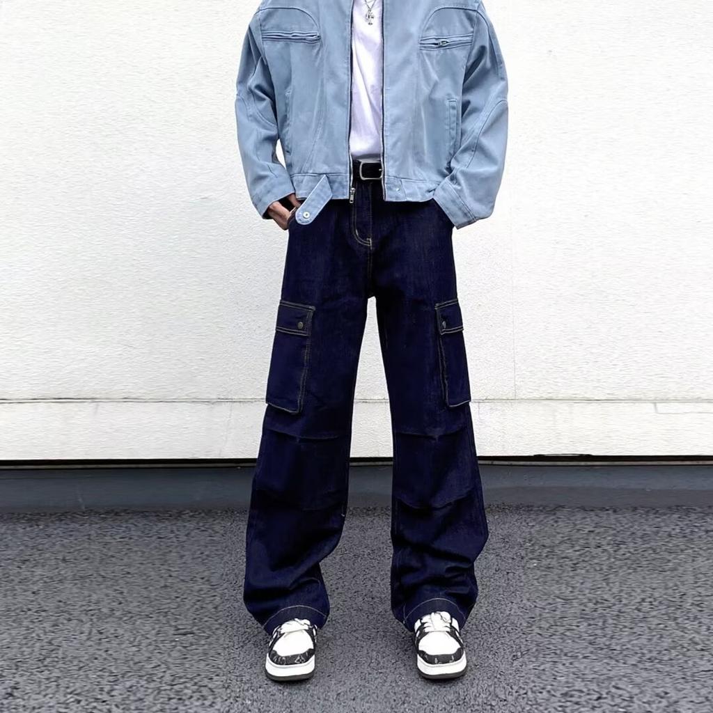 American High Street Jeans Men'S Autumn Trendy Brand Ins Loose Wide Leg Straight Leg Pants Micro Flared Pants
