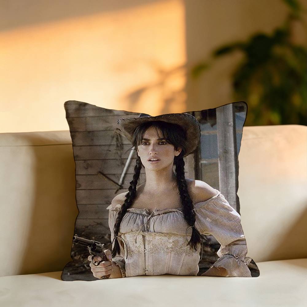 Popular Actress Penelope Cruz Sanchez Pillow Case Square DoubleSided Sofa Cushion Cover Bedroom Bedside Pillow