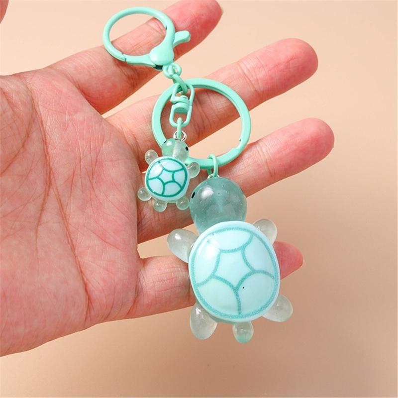Plastic 3D Turtles Charm Keychain Accessory Fashionable Animal Shape Key Rings Tortoise Bag Decoration for Women