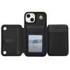 For iPhone 13 Case Zipper Pocket Kickstand Leather+TPU Phone Cover with 2 Straps