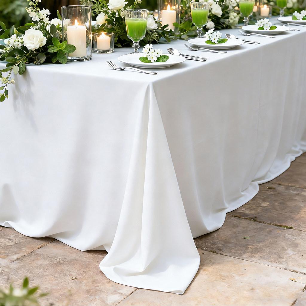 French Style White Tablecloth For Meetings With Waterproof Fabric And Antibacterial Coating For Hotel Decor
