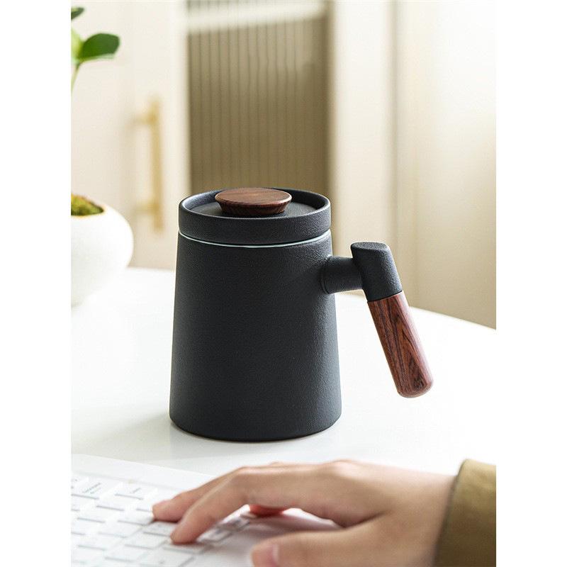 Large-Capacity Ceramic Tea Cup with Lid: Perfect Teacher Gift or Office Mug for Tea and Water Separation