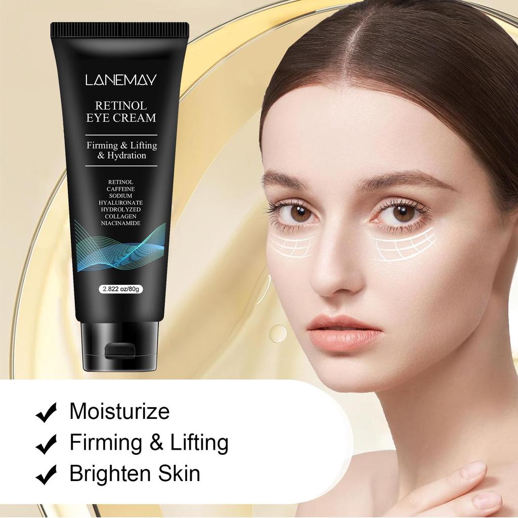 Retinol Eye Cream-Firming & Lifting-Puffiness Brighten Skin-Reduces Dark Circles--Deep, Lsting Moisture-Suitable For All Skin Types, 80g