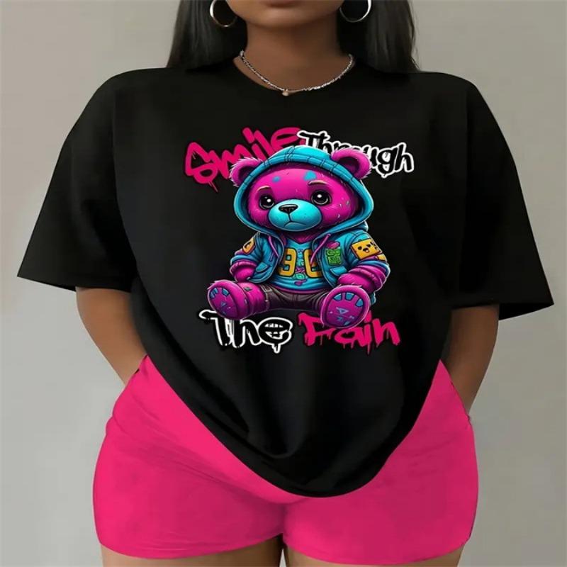 

Летняя мода женские футболки с круглым вырезом и короткими рукавами с принтом 3XL