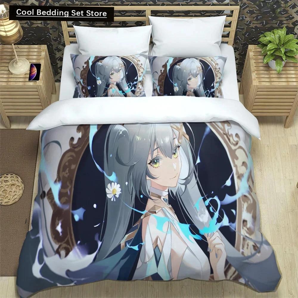 3D Anime Genshin Impact Bedding Set,Duvet Cover Comforter Bed Set Quilt Cover Pillowcase,King Queen Twin Size Boys Girls Adults