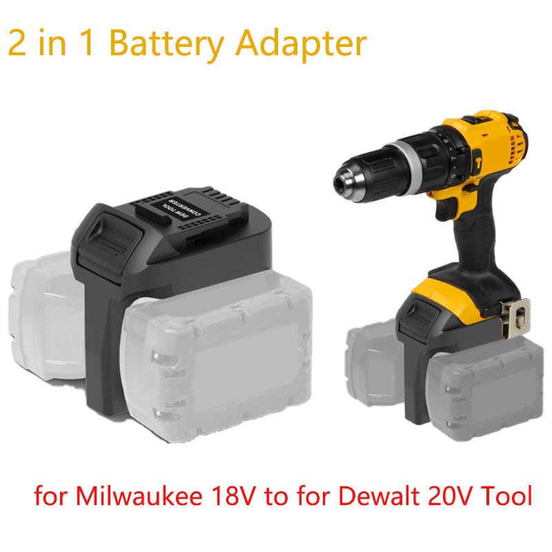 2 In 1 Battery Adapter for 2Packs for Milwaukee 18V Batteries Work for Dewalt 18V Power Tool At The Same Time Higher Power