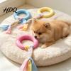 Physical Exercise Toys for Dogs Dog Tug-of-War Toy Rubber Ring with Braided Cloth Strips Interactive Teeth Cleaning Chew Toy Small to Medium