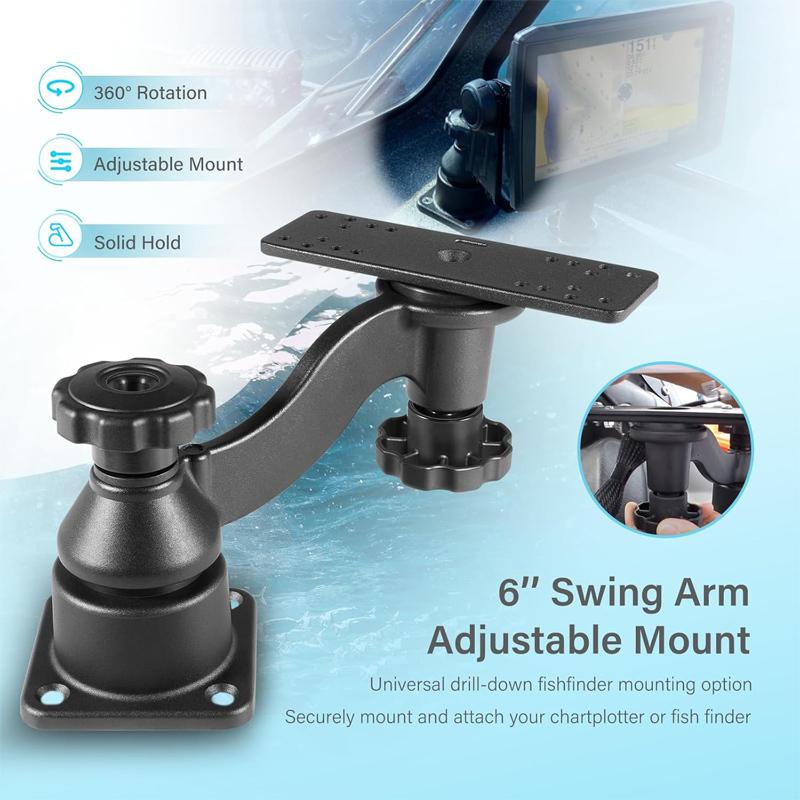 Horizontal 6" Swing Arm Mount for Fishfinders & Chartplotters RAM-109HU Compatible with Garmin, Humminbird, Lowrance + More