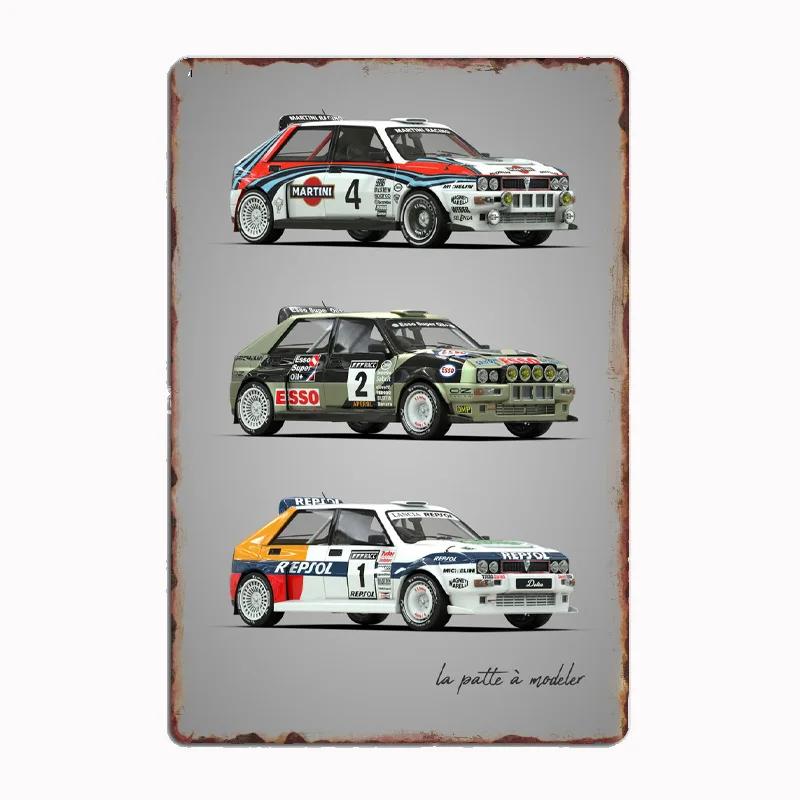 Lancia Classic Sports Quattro S1Rally Car Blueprints Metal Plaque Poster Club Home Bedroom Bar Tin Sign Room Decor Wall Decor