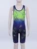 Boys Cycling Workout Bodysuit: U Neck Sleeveless Geometric Print Singlet for Wrestling Exercise Training