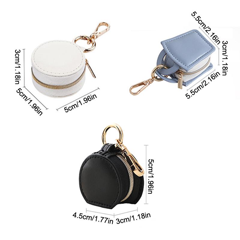 1Pc Mini Jewelry Storage Box Jewelry Organizer Keychain PU Leather Portable Storage Earrings Necklace Ring Jewelry Pendant Bag