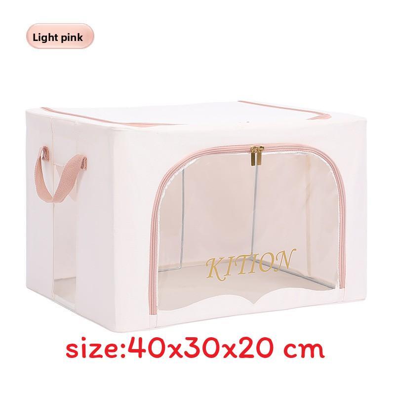 Collapsible Cloth Storage Box With Steel Frame For Bedroom Closet Organization