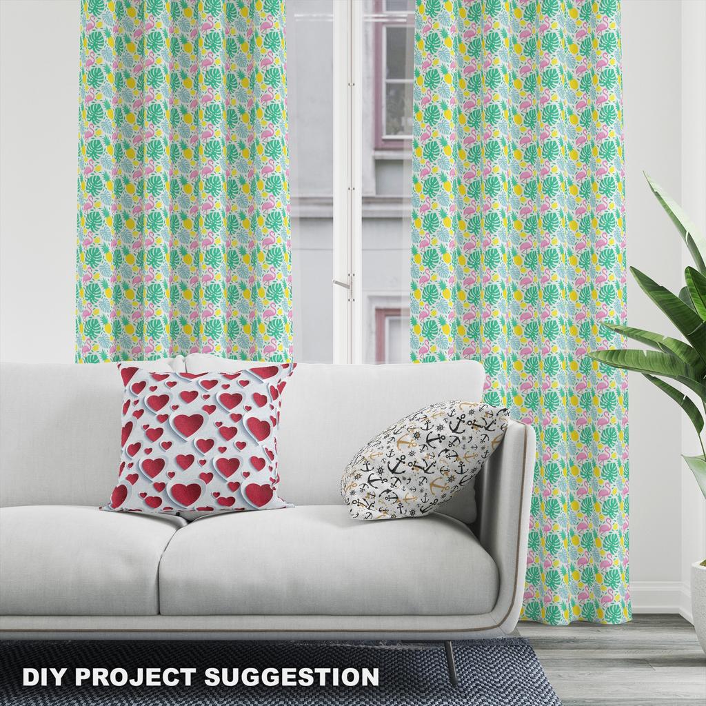 Royal Samt Stoff Polyester Zum Nähen - Motiv Ananas Palme Flamingo