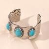 Inlaid Blue Turquoise Bangle Vintage C Shape Open Bangle Imitation Turquoise Bracelet  Female